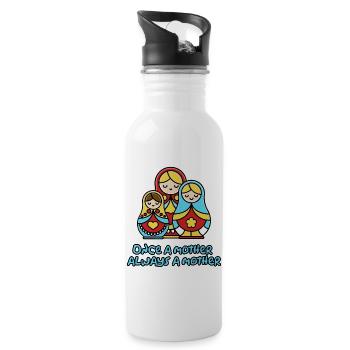 Einmal Mutter, immer Mutter - Trinkflasche mit integriertem Trinkhalm - Weiß - Rechts