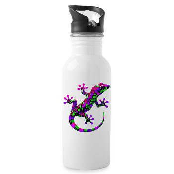 Gecko - Trinkflasche mit integriertem Trinkhalm - Weiß - Rechts