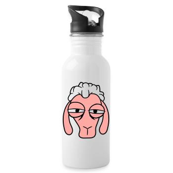 Sheep Skeptical Critical Look Face Head Cool - Water bottle with straw - white - Right