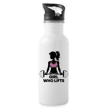 Bodybuilder Gym Girl Barre Puissance Beauté - Gourde avec paille intégrée - blanc - Droite