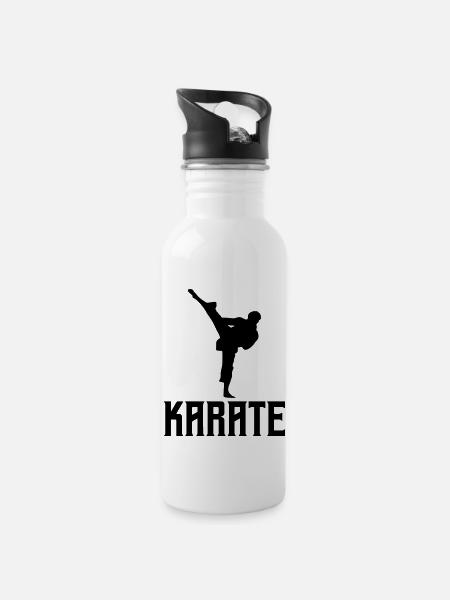 Karaté - Gourde avec paille intégrée - blanc
