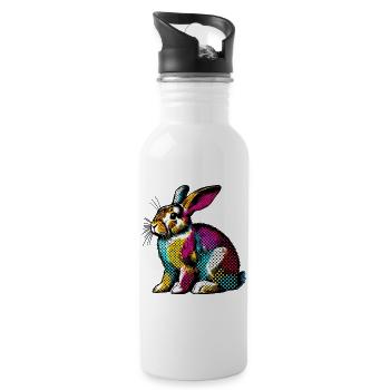 Lapin - Gourde avec paille intégrée - blanc - Droite