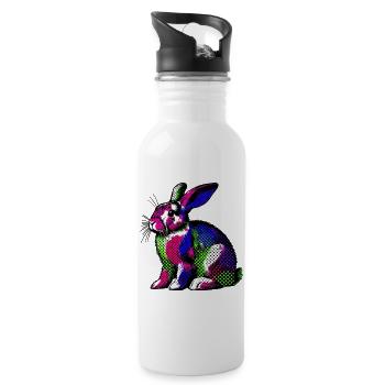 Lapin - Gourde avec paille intégrée - blanc - Droite