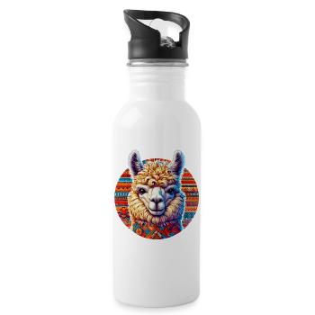 Alpaka - Trinkflasche mit integriertem Trinkhalm - Weiß - Rechts