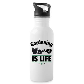 Gardening is life - Water bottle with straw - white - Right
