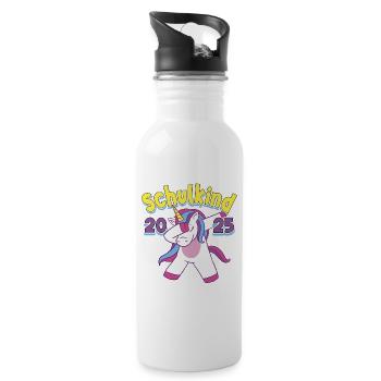 Écolier 2025 Unicorn Enrollment School Student - Gourde avec paille intégrée - blanc - Droite
