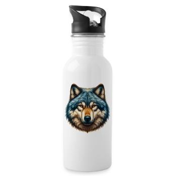 Wolf - Trinkflasche mit integriertem Trinkhalm - Weiß - Rechts