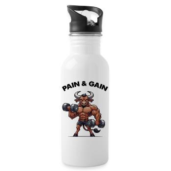 stier fitness - Trinkflasche mit integriertem Trinkhalm - Weiß - Rechts