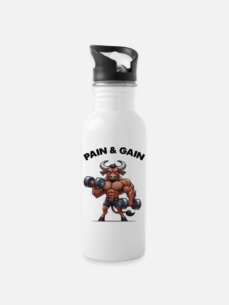Taureau Fitness - Gourde avec paille intégrée - blanc