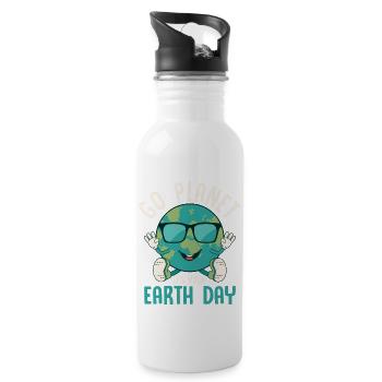 Go Planet It's Your Earth Day Environmental Planet - Water bottle with straw - white - Right