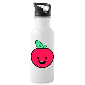 apfel smile - Trinkflasche mit integriertem Trinkhalm - Weiß - Rechts