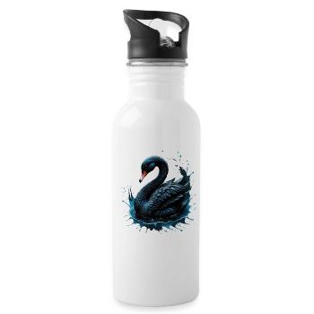 L’élégance en mouvement, le cygne noir, - Gourde avec paille intégrée - blanc - Droite