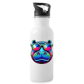 Hippopotamus - Water bottle with straw - white - Right
