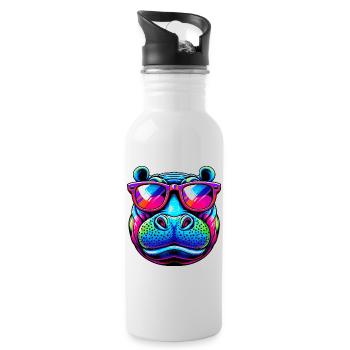 Hippopotamus - Water bottle with straw - white - Right