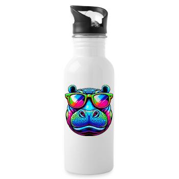 Hippopotamus - Water bottle with straw - white - Right