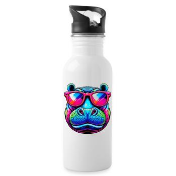 Hippopotamus - Water bottle with straw - white - Right