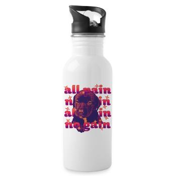 All Pain No Gain – Chien dramatique - Gourde avec paille intégrée - blanc - Droite