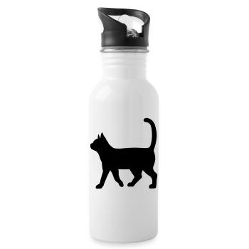 Dachshund Silhouette – Classic Dog Motif - Water bottle with straw - white - Right