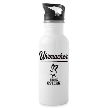Uhrmacher Ostern Geschenk Uhrmacherei Juwelier - Trinkflasche mit integriertem Trinkhalm - Weiß - Rechts