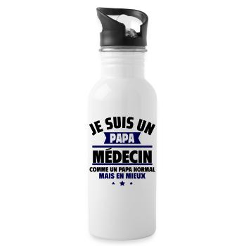 papa médecin : cadeau fête des pères - Gourde avec paille intégrée - blanc - Droite