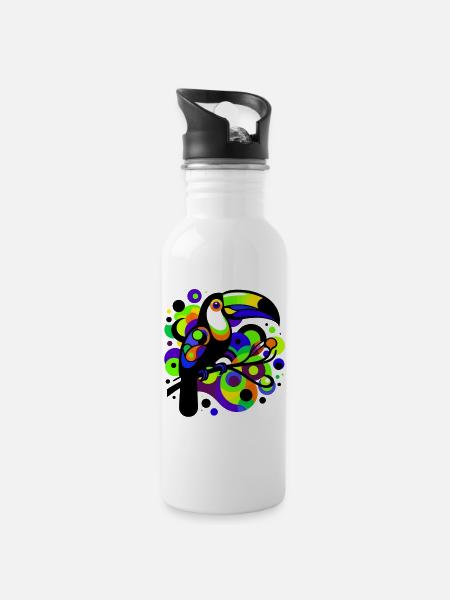 Tukan - Trinkflasche mit integriertem Trinkhalm - Weiß