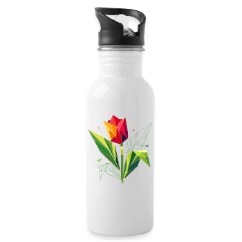 Tulipe géométrique – l’élégance dans les polygones - Gourde avec paille intégrée - blanc - Droite