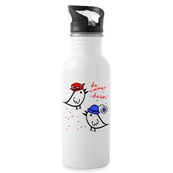 da simmer dabei, Karneval - Trinkflasche mit integriertem Trinkhalm - Weiß - Rechts