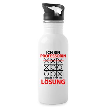 Professorin Lustige Sprüche Witzig Dankeschön - Trinkflasche mit integriertem Trinkhalm - Weiß - Rechts