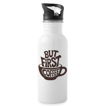 But First Coffee - Trinkflasche mit integriertem Trinkhalm - Weiß - Rechts