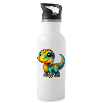 Dinosaurier - Trinkflasche mit integriertem Trinkhalm - Weiß - Rechts