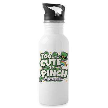 Too Cute to Pinch ST. PATRICK'S DAY - Water bottle with straw - white - Right