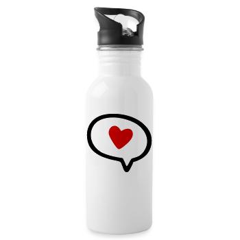 Speech bubble with heart - Water bottle with straw - white - Right