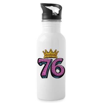 76 Zahl Krone - Trinkflasche mit integriertem Trinkhalm - Weiß - Rechts
