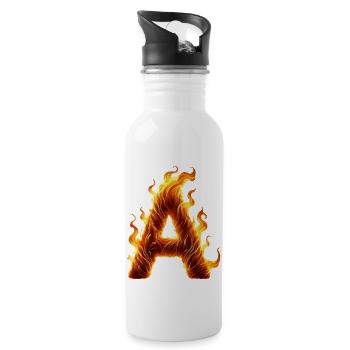 buchstabe a flammen - Trinkflasche mit integriertem Trinkhalm - Weiß - Rechts
