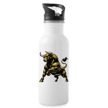 Stier - Trinkflasche mit integriertem Trinkhalm - Weiß - Rechts