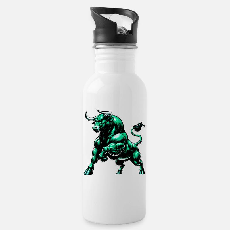 Taureau - Gourde avec paille intégrée - blanc