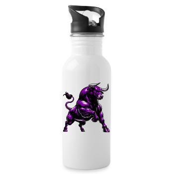 Stier - Trinkflasche mit integriertem Trinkhalm - Weiß - Rechts