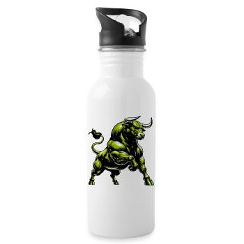 Stier - Trinkflasche mit integriertem Trinkhalm - Weiß - Rechts