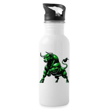 Stier - Trinkflasche mit integriertem Trinkhalm - Weiß - Rechts