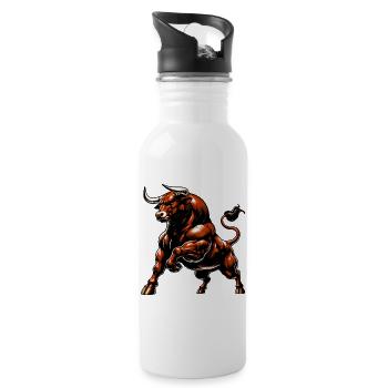Stier - Trinkflasche mit integriertem Trinkhalm - Weiß - Rechts