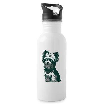 Yorkshire terrier illustration pour les amoureux des chiens - Gourde avec paille intégrée - blanc - Droite
