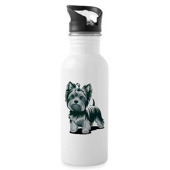 Yorkshire Terrier with a strong character - Water bottle with straw - white - Right