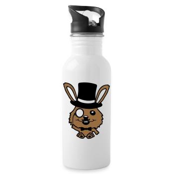 Sir Bunny Monocle Glasses Beard Top Hat Mr. Mr. - Water bottle with straw - white - Right