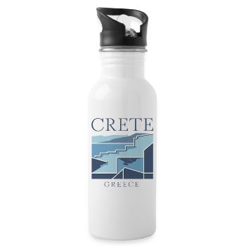 Crète Grèce Souvenir Paysage Art - Gourde avec paille intégrée - blanc - Droite