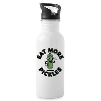 Eat More Pickles Cucumbers Fun Shirt - Water bottle with straw - white - Right