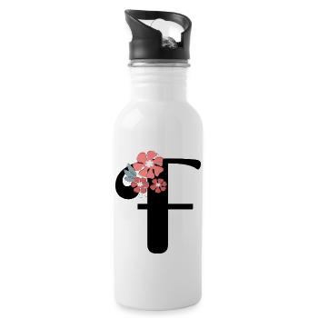 Lettre f fleurs minimalistes - Gourde avec paille intégrée - blanc - Droite