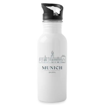 Munich Bavaria Skyline - Munich Germany Bavaria - Trinkflasche mit integriertem Trinkhalm - Weiß - Rechts