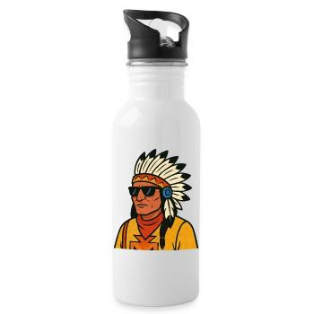 indianer - Trinkflasche mit integriertem Trinkhalm - Weiß - Rechts
