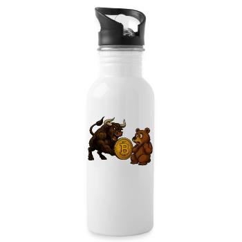 Bitcoin Bull vs. Bear - Water bottle with straw - white - Right