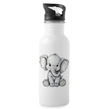 petit éléphant mignon - Gourde avec paille intégrée - blanc - Droite